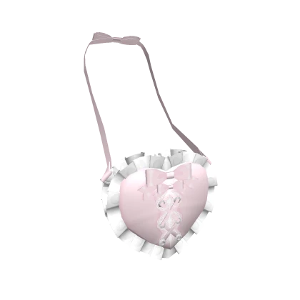 ♡ : (3.0) pink + white coquette heart ruffle bag