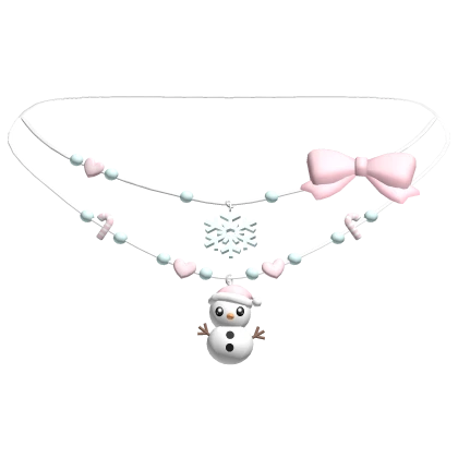 christmas snowman necklace (pink)