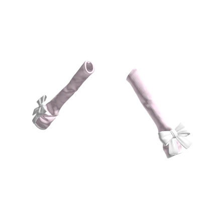 ♡ White & Light Pink Bow Arm Warmers