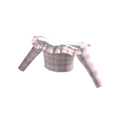 Summer Ruffled Shoulder Sleeve Plaid Shirt in Pink