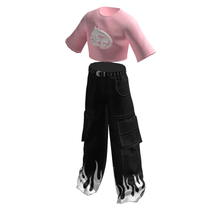 Y2K Pants & Cropped Shirt Eternos Clothing Flames