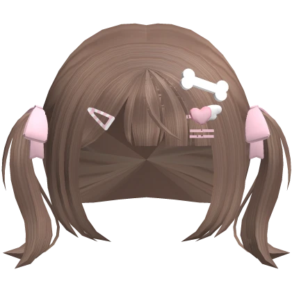 ♡ cutecore short pigtails /w ribbons hair brown