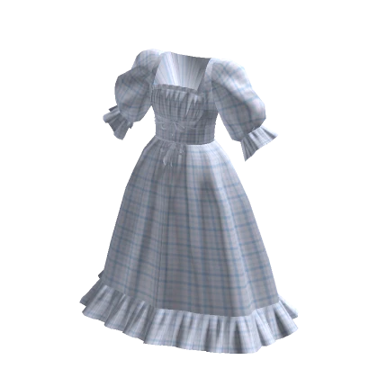 Dainty Cottage Dress Picnic Plaid Blue