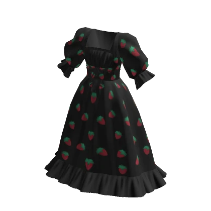 Dainty Cottage Strawberry Dress Black