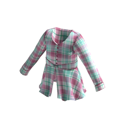 Spring Button Up Jacket - Pink & Mint Plaid