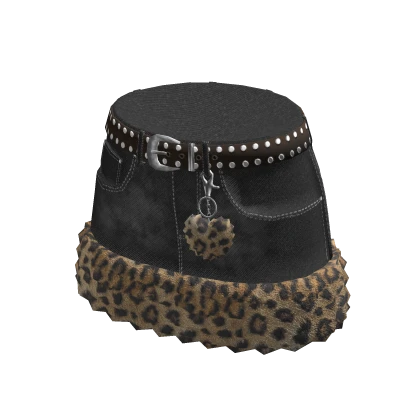 Leopard Fur Skirt Black