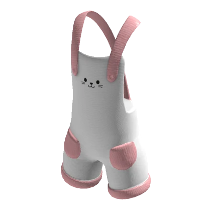 White and Pink Cat Overalls