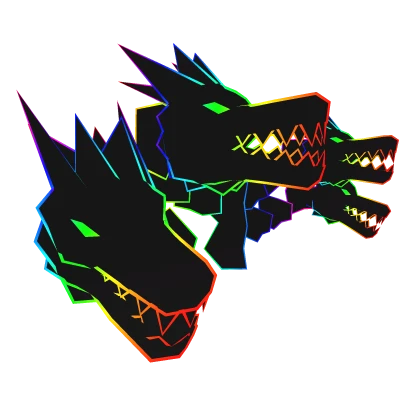 Cartoony Rainbow Dragon Heads