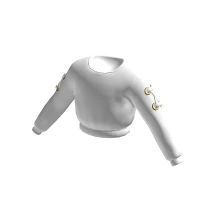 White Crop Top Sweater with Golden Ring Ties