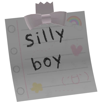 ♡ : kawaii silly boy pink sticky note 