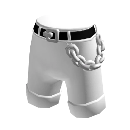 White Shorts w/ Chunky Silver Chain