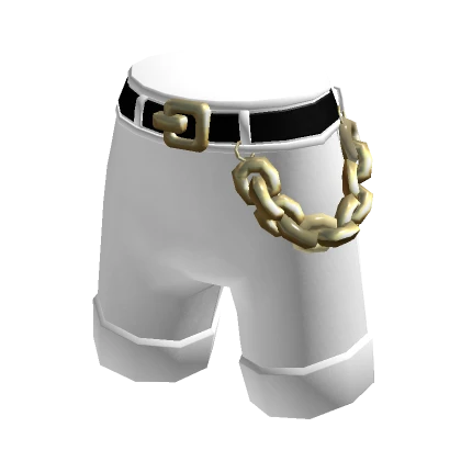 White Shorts w/ Chunky Golden Chain