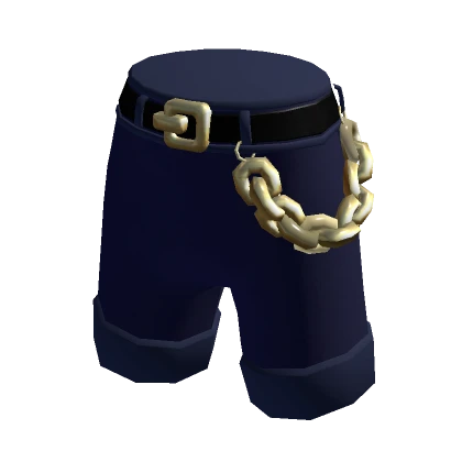 Dark Blue Shorts w/ Chunky Golden Chain