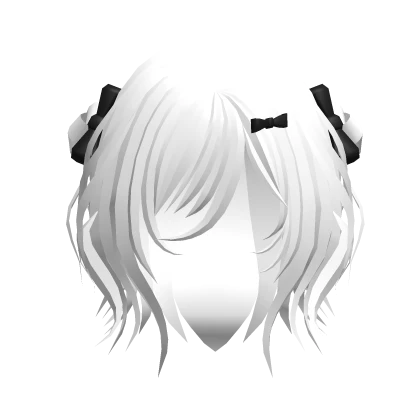 Cute Messy Girl Hair with Black Bows (White)