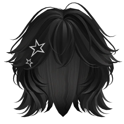 Black Super Messy Fluffy Wolf Cut 