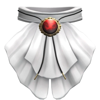 White Jabot Ruffle with a Red Gem 3.0