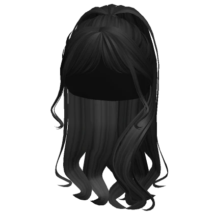 Long Curly Half Up Bangs Pony (Black)