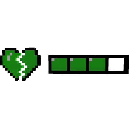 Green Broken Heart 8-Bit Health HP Bar