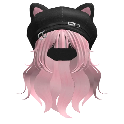 Pink cat beret hat hair 🐱