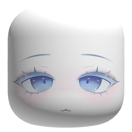 Glass Soul Cute Chibi Face With Blue Eyes - White