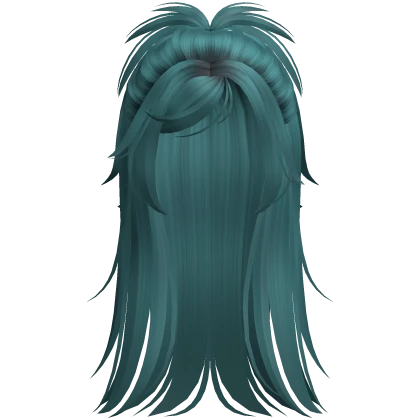 Spikey Y2K Messy Half Up Hair in Dark Teal
