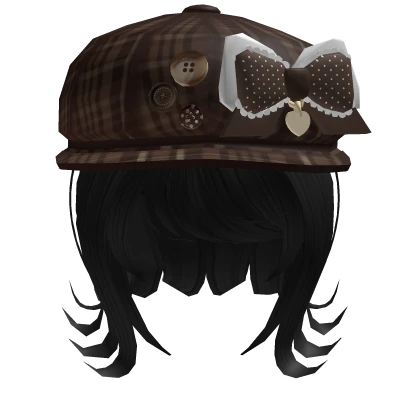 mori kei igari beret bow short hair black 