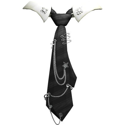 Striped Emo Chained Black Tie + Black Collar 1.0