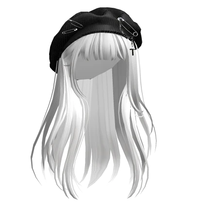 White Straight Hair w/ Beret