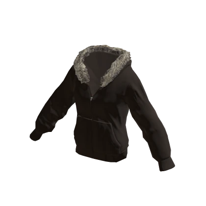 Grey Winter Fur Zip-Up Jacket