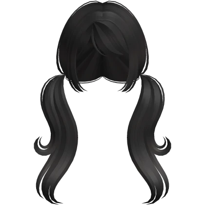 Kawaii Cutie Black Wavy Pigtails