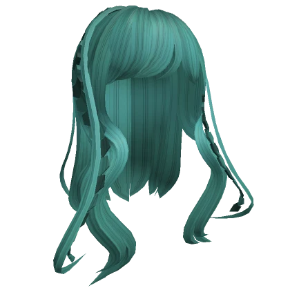 Soft fluffy hair braided in cyan