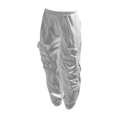 White Cozy Cargo Sweat Pants