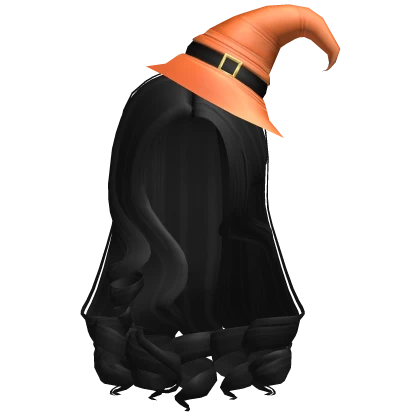 Long Baddie Curly Hair with Witch Hat ( Black )