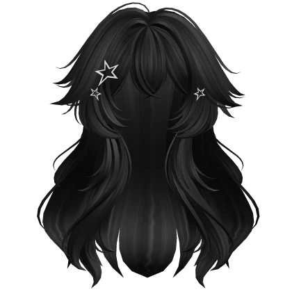 Fluffy Layered Flowy Anime Hairstyle (Black) 