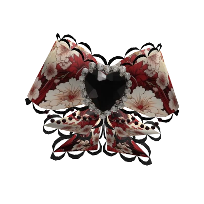 red gyaru flower heart bow