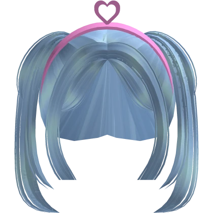 Adorable Pigtails in Blue w Heart Shaped Headband

