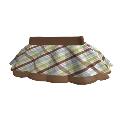 Cottage brown plaid ruffled skirt 3.0