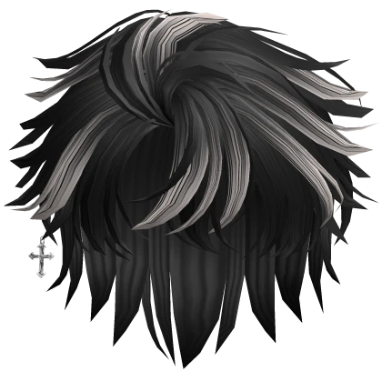 Black&White Messy Middle Part Hair w/ Earring