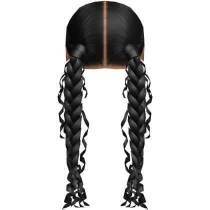 Double Braids with Curls in Black