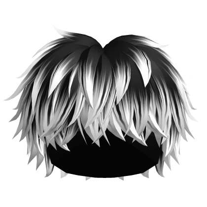 Black White Fluffy Messy Emo Boy Hair