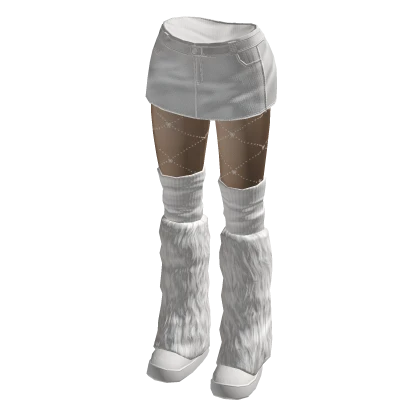 🍀White Skirt w Snow Boots