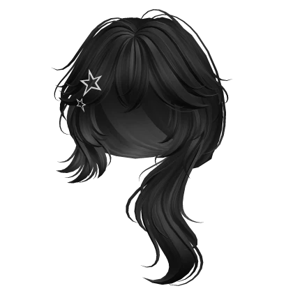 Cute Anime Wolf Cut w/ Side Ponytail (Black)