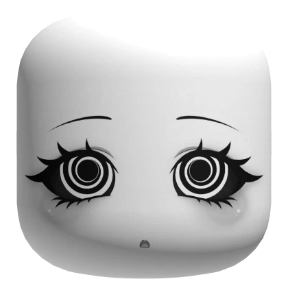 Cute Chibi Face With Spiral Eyes - White