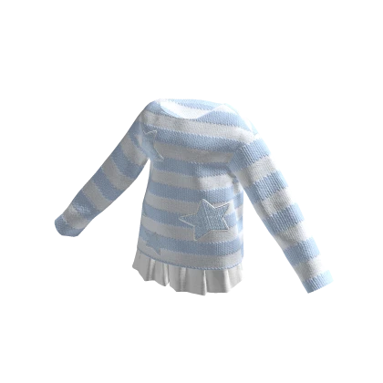 🍀Off Shoulder Y2K Sweater w Skirt (Blue)
