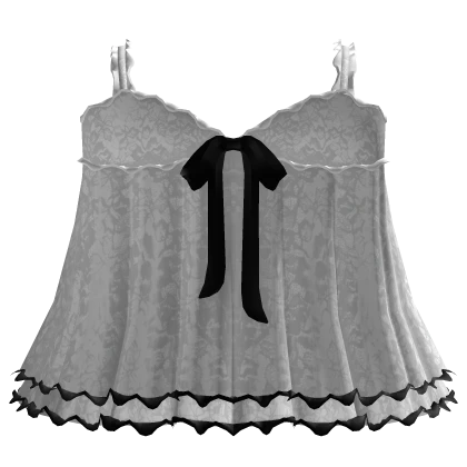 gothic ruffle dress w black bow - white lace 3.0