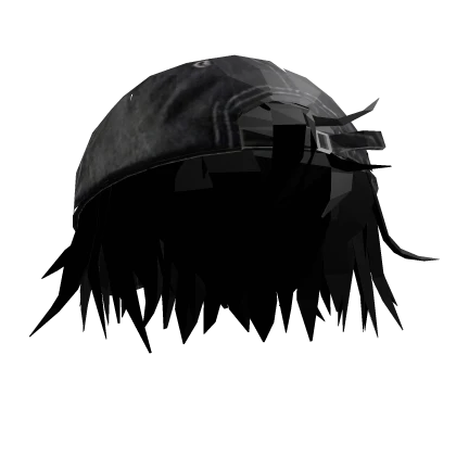 Messy Anime Boy Hair w Y2K Hat (Black)