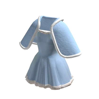 Festive Blue Christmas Dress With Cape