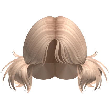 Messy Low Double Buns w Wispy Bangs in Blonde