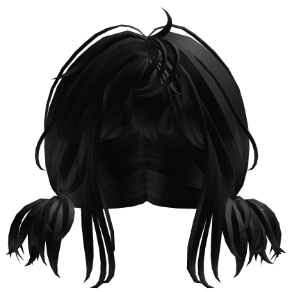 Black Messy Low Pigtails