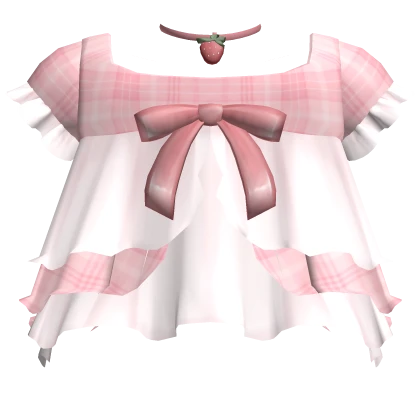 cute igari pink plaid ruffled strawberry dress